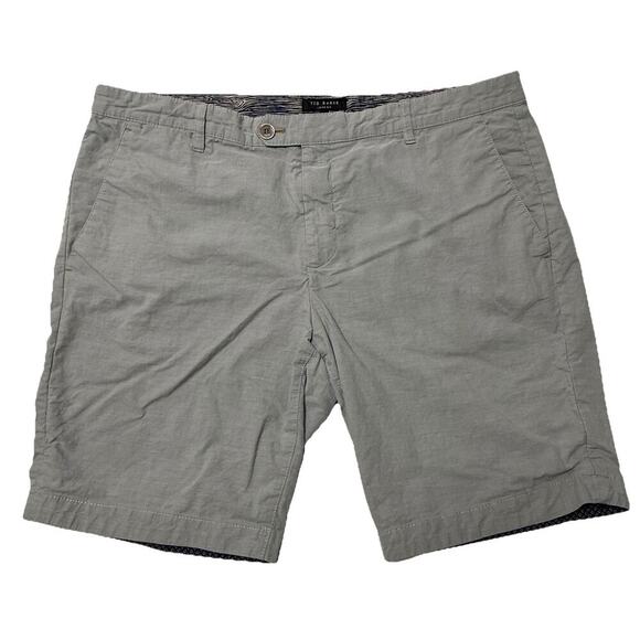Ted Baker Mens Shorts Gray Evisho Slim Fit Chino 9.5” Flat Front Casual Size 38R - Picture 1 of 11